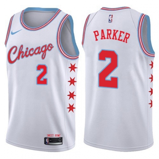 Women's Nike Chicago Bulls 2 Jabari Parker Swingman White NBA Jersey - City Edition