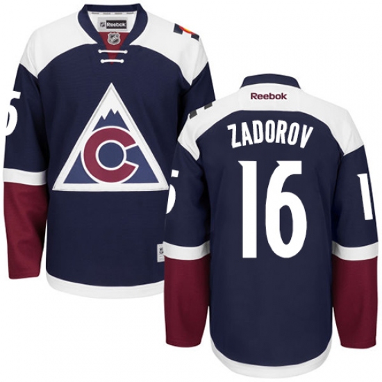 Women's Reebok Colorado Avalanche 16 Nikita Zadorov Premier Blue Third NHL Jersey