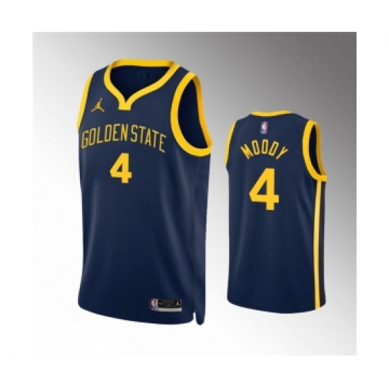 Men's Golden State Warriors 4 Moses Moody Navy Statement EditionStitched Jersey