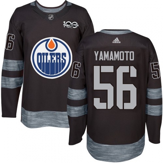 Men's Adidas Edmonton Oilers 56 Kailer Yamamoto Authentic Black 1917-2017 100th Anniversary NHL Jersey