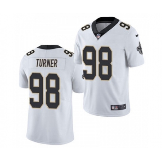 Men's New Orleans Saints 98 Payton Turner 2021 Football Draft White Limited Jersey