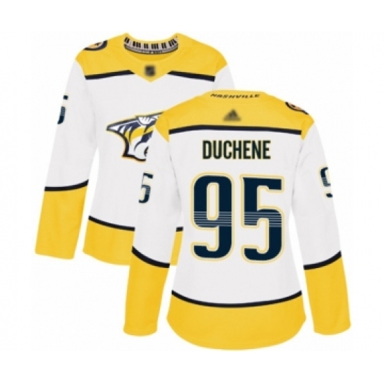 Women's Nashville Predators 95 Matt Duchene Authentic White Away Hockey Jersey