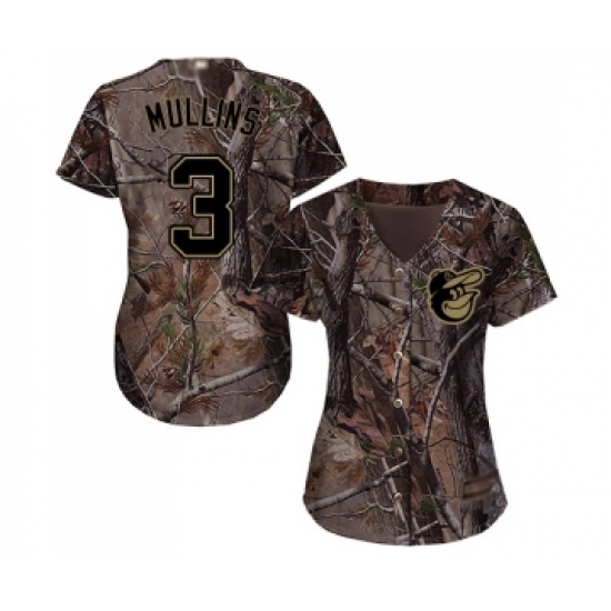 Women's Baltimore Orioles 3 Cedric Mullins Authentic Camo Realtree Collection Flex Base Baseball Jersey