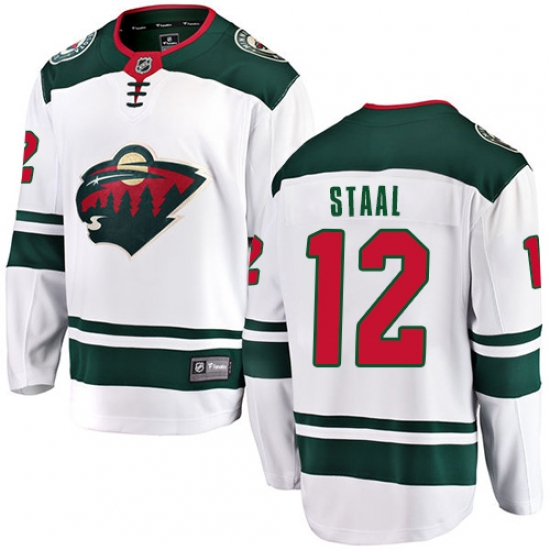 Youth Minnesota Wild 12 Eric Staal Fanatics Branded White Away Breakaway NHL Jersey