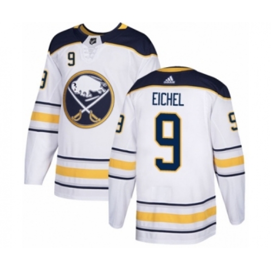 Men's Adidas Buffalo Sabres 9 Jack Eichel Authentic White Away NHL Jersey