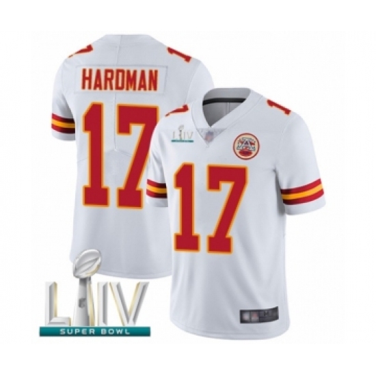 Youth Kansas City Chiefs 17 Mecole Hardman White Vapor Untouchable Limited Player Super Bowl LIV Bound Football Jersey