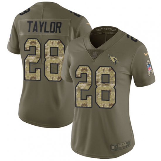 Women's Nike Arizona Cardinals 28 Jamar Taylor Limited Olive Camo 2017 Salute to Service NFL Jersey