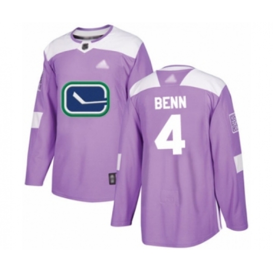 Men's Vancouver Canucks 4 Jordie Benn Authentic Purple Fights Cancer Practice Hockey Jersey