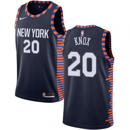 Women's Nike New York Knicks 20 Kevin Knox Swingman Navy Blue NBA Jersey - 2018 19 City Edition