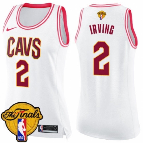 Women's Nike Cleveland Cavaliers 2 Kyrie Irving Swingman White/Pink Fashion 2018 NBA Finals Bound NBA Jersey