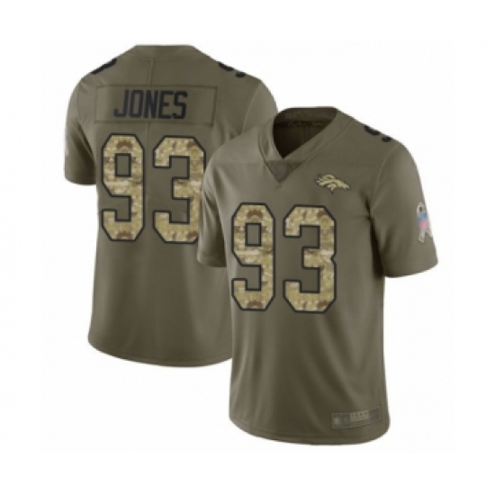 Youth Denver Broncos 93 Dre'Mont Jones Limited Olive Camo 2017 Salute to Service Football Jersey