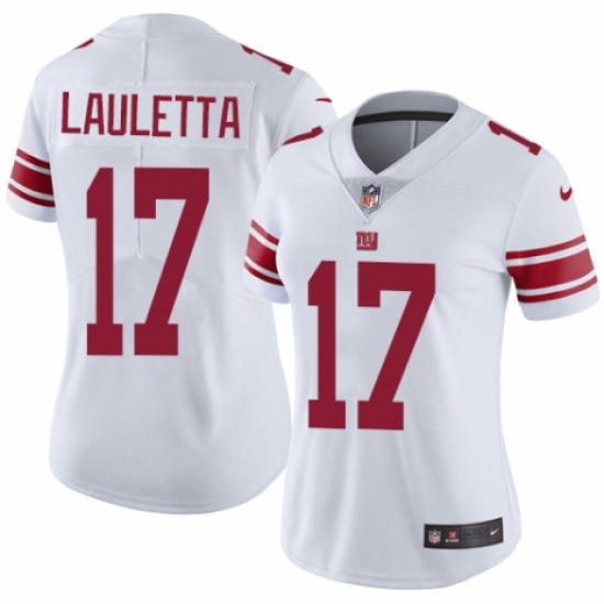 Women's Nike New York Giants 17 Kyle Lauletta White Vapor Untouchable Elite Player NFL Jersey