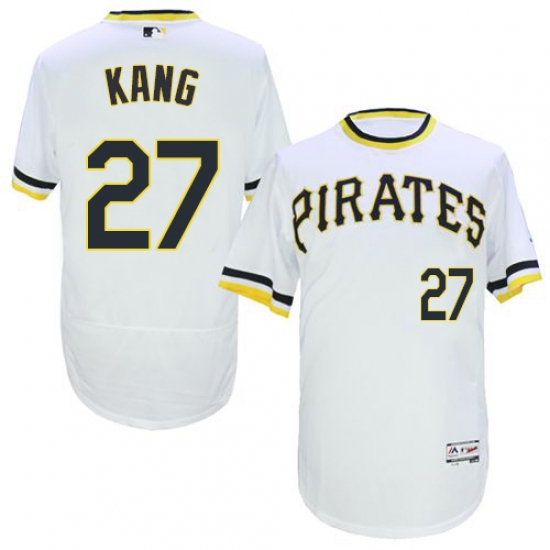 Men's Majestic Pittsburgh Pirates 27 Jung-ho Kang White Flexbase Authentic Collection Cooperstown MLB Jersey