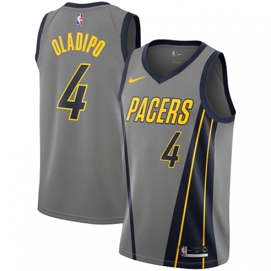 Men's Nike Indiana Pacers 4 Victor Oladipo Swingman Gray NBA Jersey - City Edition