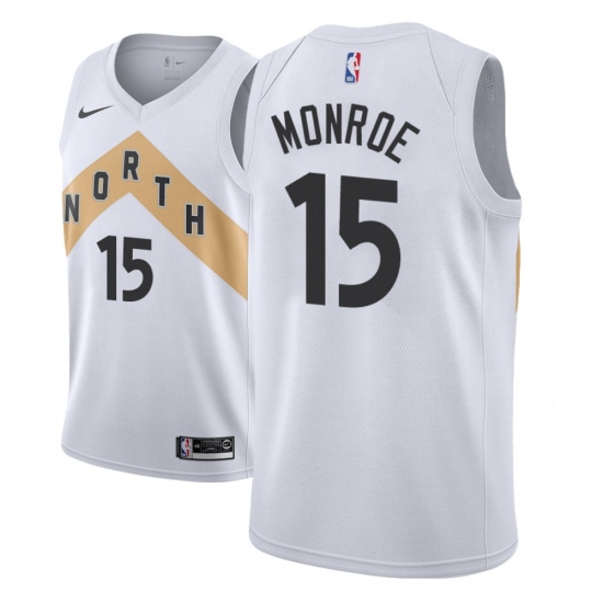 Men NBA 2018-19 Toronto Raptors 15 Greg Monroe City Edition White Jersey