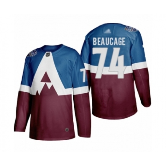 Men's Colorado Avalanche 74 Alex Beaucage Authentic Burgundy Blue 2020 Stadium Series Hockey Jersey