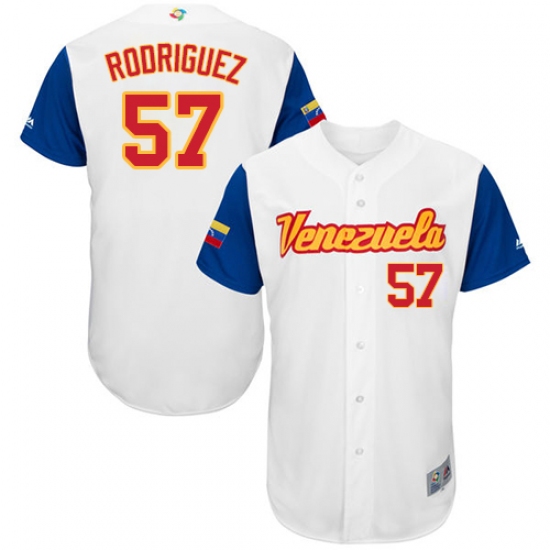 Men's Venezuela Baseball Majestic 57 Francisco Rodriguez White 2017 World Baseball Classic Authentic Team Jersey