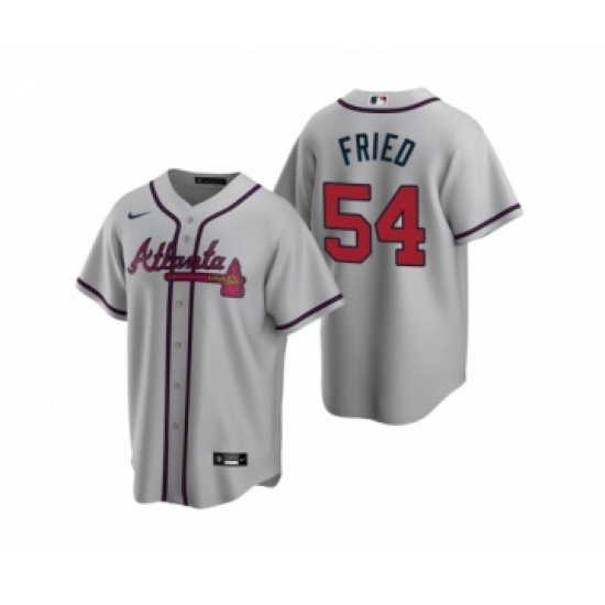 Women Atlanta Braves 54 Max Fried Nike Gray 2020 Replica Road Jersey