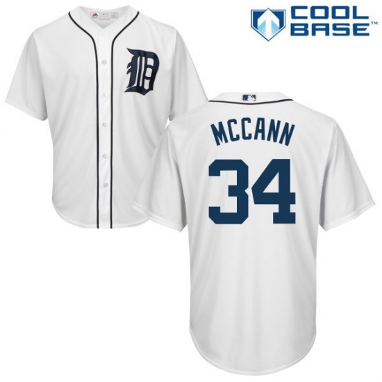 Men's Majestic Detroit Tigers 34 James McCann Replica White Home Cool Base MLB Jersey