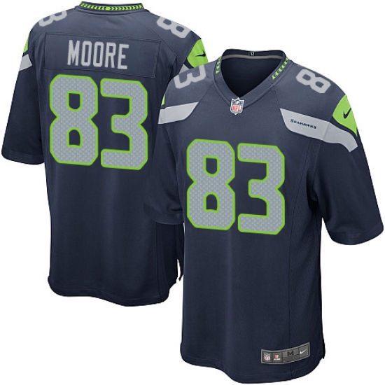 Men's Nike Seattle Seahawks 83 David Moore Game Navy Blue Team Color NFL Jersey