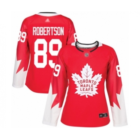 Women's Toronto Maple Leafs 89 Nicholas Robertson Authentic Red Alternate Hockey Jersey