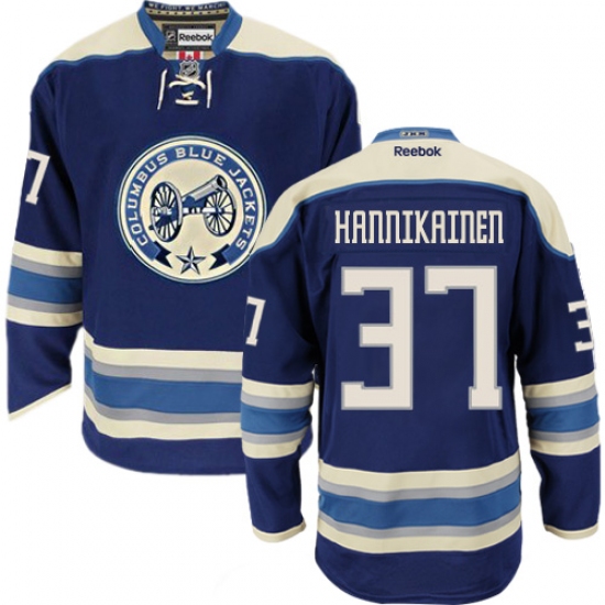 Men's Reebok Columbus Blue Jackets 37 Markus Hannikainen Authentic Navy Blue Third NHL Jersey