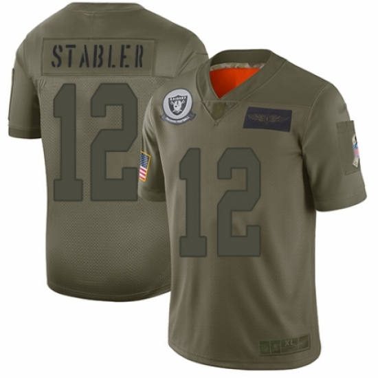 Women's Oakland Raiders 12 Kenny Stabler Limited Camo 2019 Salute to Service Football Jersey