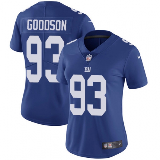 Women's Nike New York Giants 93 B.J. Goodson Royal Blue Team Color Vapor Untouchable Limited Player NFL Jersey