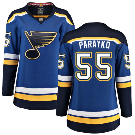 Women's St. Louis Blues 55 Colton Parayko Fanatics Branded Royal Blue Home Breakaway NHL Jersey