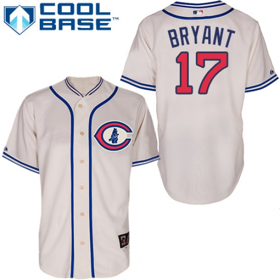 Men's Majestic Chicago Cubs 17 Kris Bryant Authentic Cream 1929 Turn Back The Clock MLB Jersey