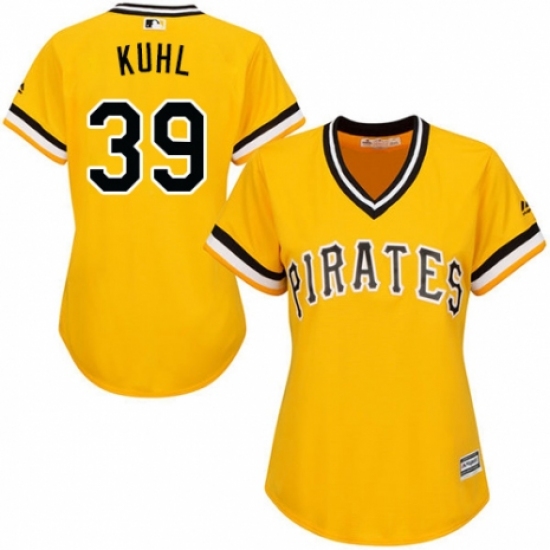 Women's Majestic Pittsburgh Pirates 39 Chad Kuhl Authentic Gold Alternate Cool Base MLB Jersey