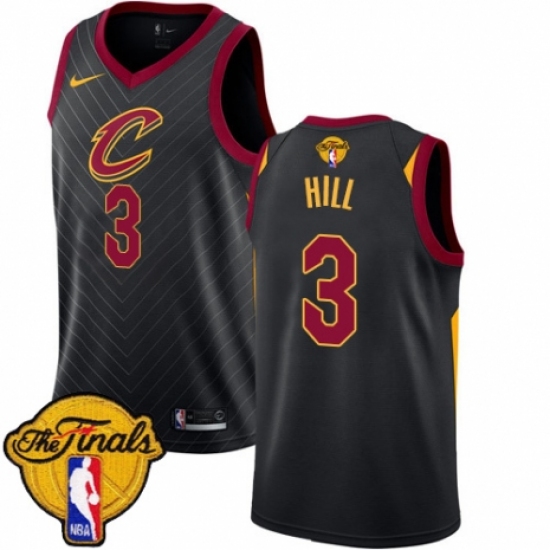 Men's Nike Cleveland Cavaliers 3 George Hill Swingman Black 2018 NBA Finals Bound NBA Jersey Statement Edition