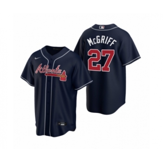 Women Atlanta Braves 27 Fred McGriff Nike Navy 2020 Replica Alternate Jersey