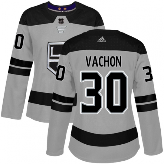 Women's Adidas Los Angeles Kings 30 Rogie Vachon Authentic Gray Alternate NHL Jersey