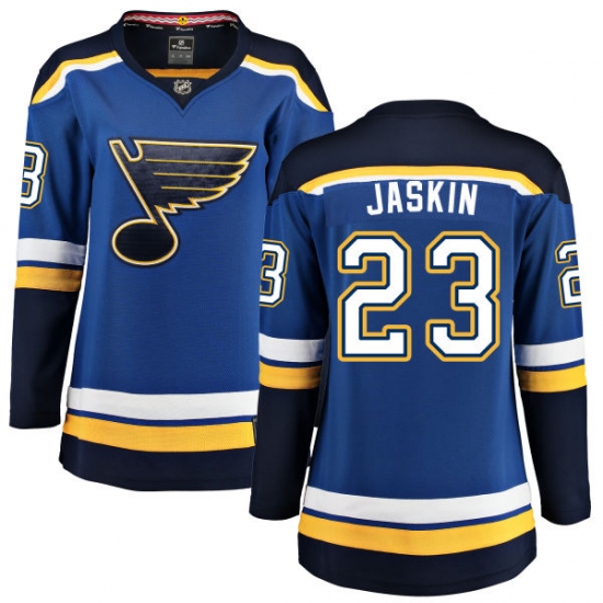 Women's St. Louis Blues 23 Dmitrij Jaskin Fanatics Branded Royal Blue Home Breakaway NHL Jersey