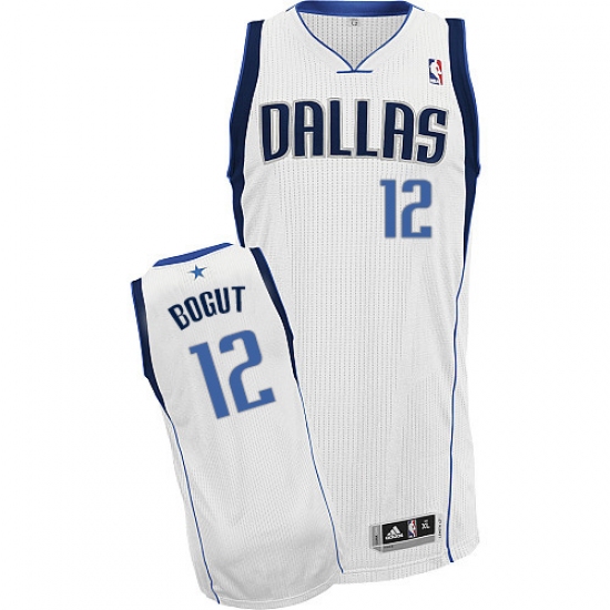 Men's Dallas Mavericks 12 Andrew Bogut NBA White Home Jersey