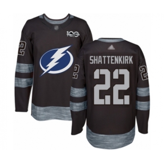 Men's Tampa Bay Lightning 22 Kevin Shattenkirk Authentic Black 1917-2017 100th Anniversary Hockey Jersey