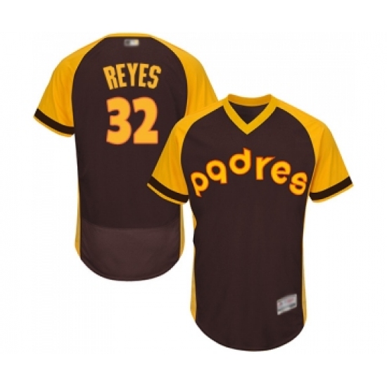 Men's San Diego Padres 32 Franmil Reyes Brown Alternate Cooperstown Authentic Collection Flex Base Baseball Jersey