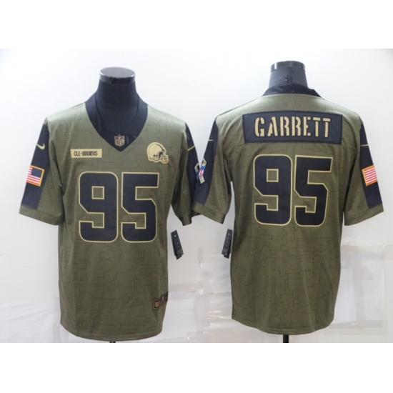 Men's Cleveland Browns 95 Myles Garrett Gold 2021 Salute To Service Limited Player Jersey