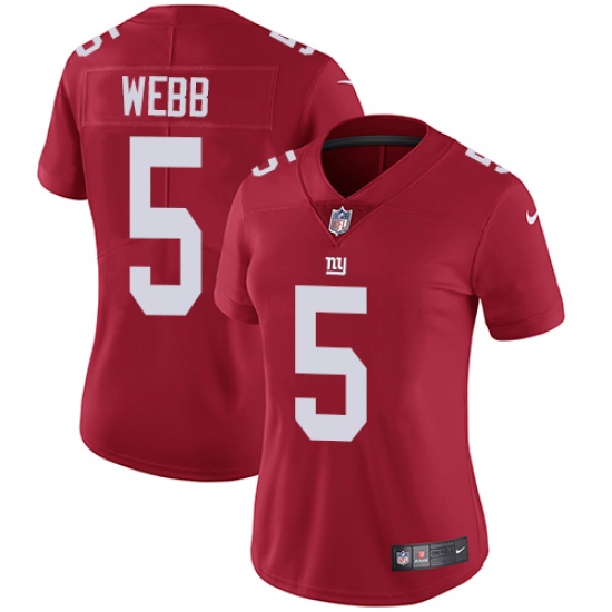 Women's Nike New York Giants 5 Davis Webb Red Alternate Vapor Untouchable Limited Player NFL Jersey