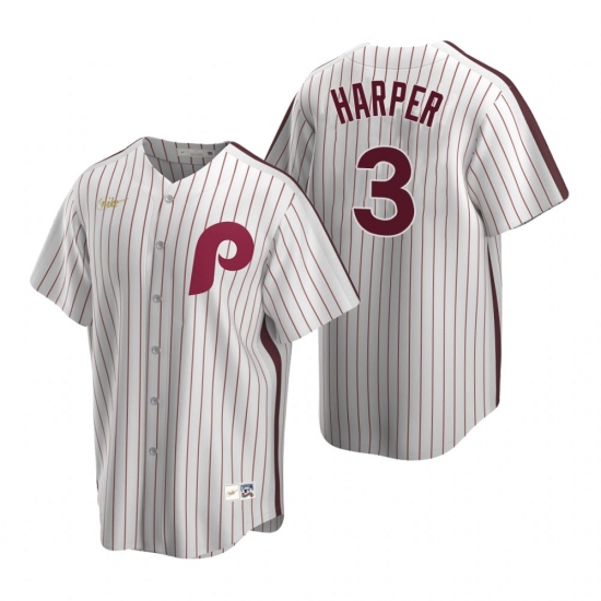 Men's Nike Philadelphia Phillies 3 Bryce Harper White Cooperstown Collection Home Stitched Baseball Jersey