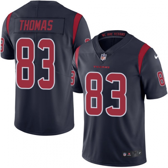 Men's Nike Houston Texans 83 Jordan Thomas Limited Navy Blue Rush Vapor Untouchable NFL Jersey