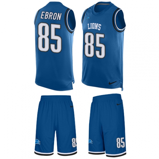 Men's Nike Detroit Lions 85 Eric Ebron Limited Light Blue Tank Top Suit NFL Jersey