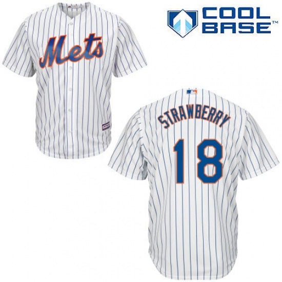 Men's Majestic New York Mets 18 Darryl Strawberry Replica White Home Cool Base MLB Jersey