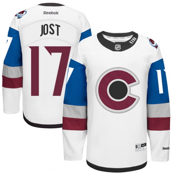 Men's Reebok Colorado Avalanche 17 Tyson Jost Premier White 2016 Stadium Series NHL Jersey