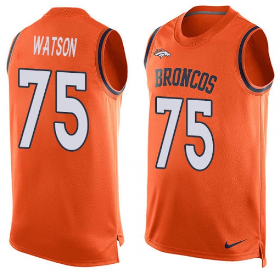 Men's Nike Denver Broncos 75 Menelik Watson Limited Orange Player Name & Number Tank Top NFL Jersey