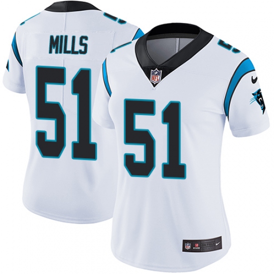 Women's Nike Carolina Panthers 51 Sam Mills White Vapor Untouchable Limited Player NFL Jersey