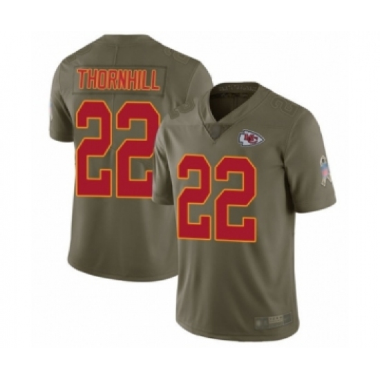 Men's Kansas City Chiefs 22 Juan Thornhill Limited Olive 2017 Salute to Service Football Jersey