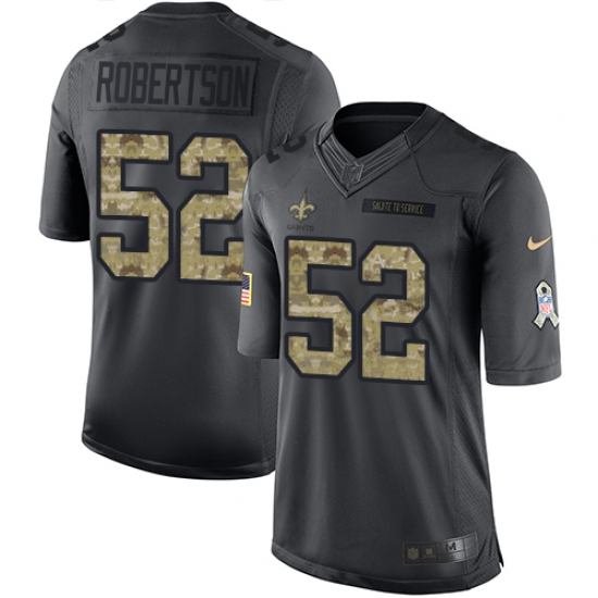 Youth Nike New Orleans Saints 52 Craig Robertson Limited Black 2016 Salute to Service NFL Jersey