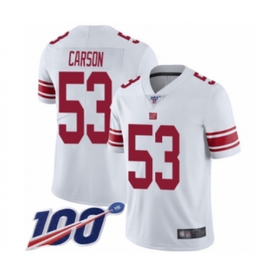 Men's New York Giants 53 Harry Carson White Vapor Untouchable Limited Player 100th Season Football Jersey